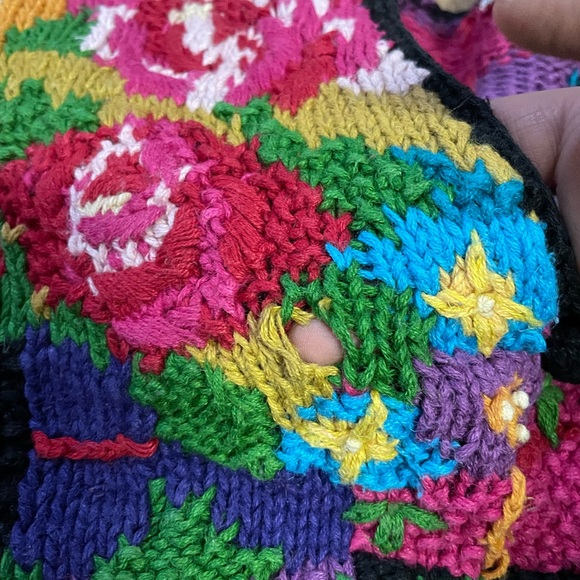 Women’s 80s Vintage Floral Plaid Knit Cardigan Size Large - Picture 9 of 12